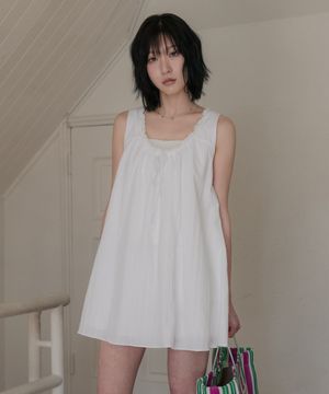 셔링 레이스 미니 원피스