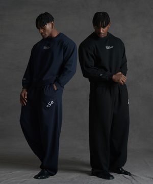 [SET] 세미오버핏 크롭 스웨트 맨투맨 티셔츠 + 오버핏 와이드 스웨트 팬츠 (3COLOR)