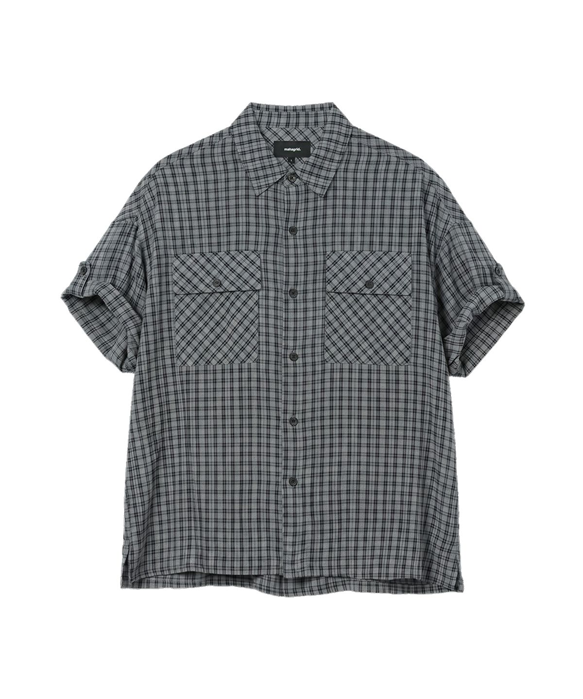 마하그리드(MAHAGRID) ROLL-UP CHECK HALF SHIRT CHARCOAL(MG2GMMW360A)