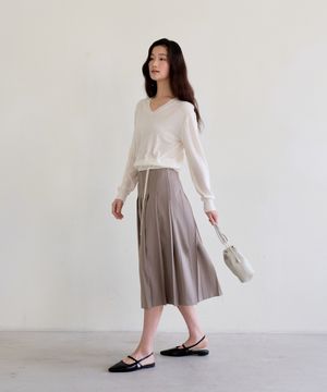 Classic Pleated Midi Skirt_4 Color