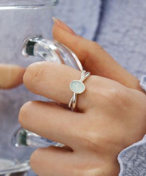 925실버 문스톤 원석 반지 플루이/ Pluie