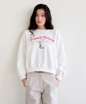 Graphic Print Crewneck Sweatshirt (Ivory)