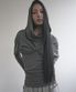 DRAPED HOODIE LONG SLEEVE GREY