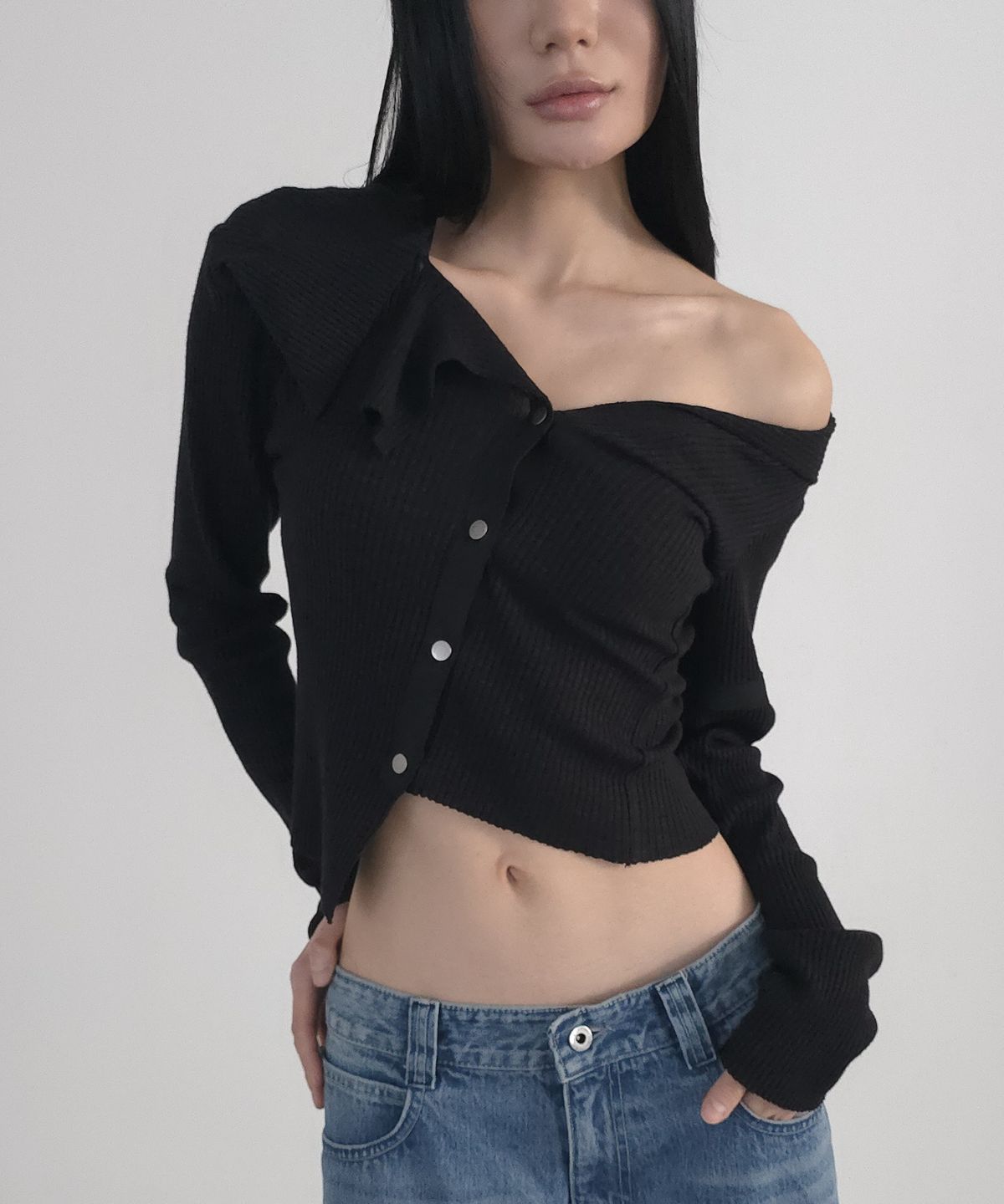 도그마 엑스(DOGMA EHKS) SQUARE KNIT CARDIGAN BLACK