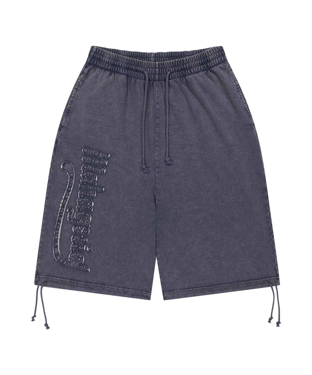 마하그리드(MAHAGRID) WASHED CUT OFF APPLIQUE SWEAT SHORTS NAVY(MG2GMMPA07A)