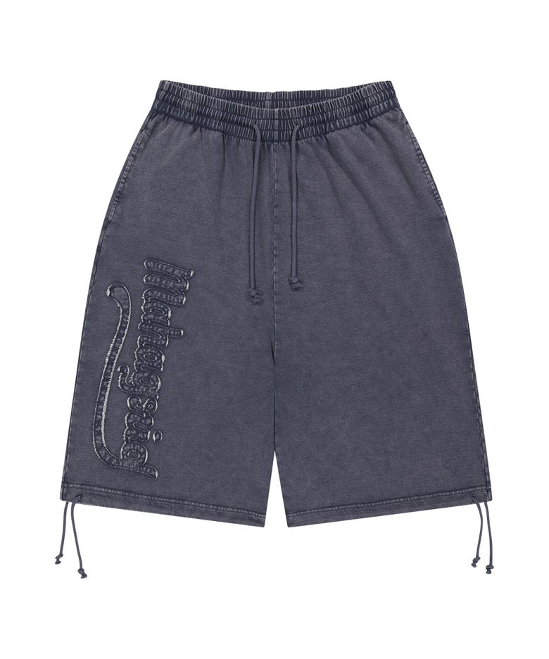 WASHED CUT OFF APPLIQUE SWEAT SHORTS NAVY(MG2GMMPA07A)