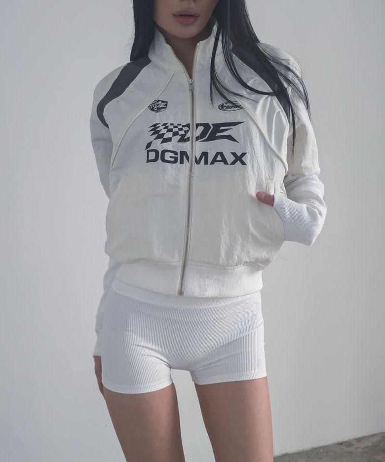 CROPPED RACING WINDBREAKER WHITE