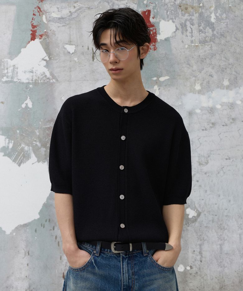 솔리드 하프 니트 가디건 [블랙]