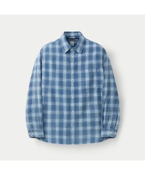 인디고 워싱 린넨혼방 체크셔츠 SASFM26461INX