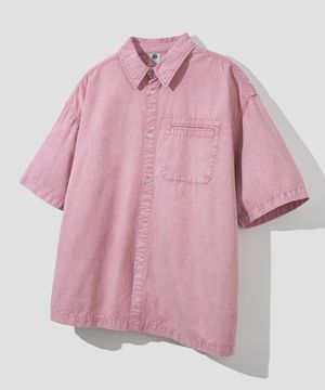 가먼트 다잉 하프 코튼 셔츠 [핑크]