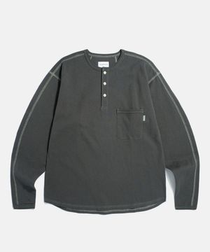 Henley Neck Pocket L/S Tee Vintage Black