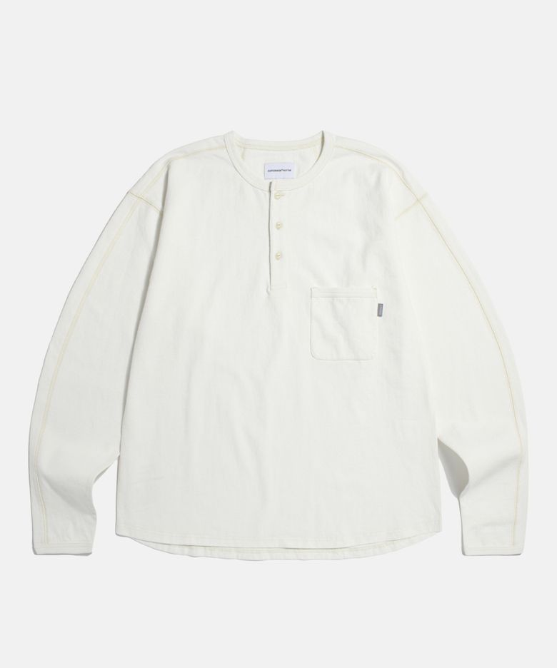 Henley Neck Pocket L/S Tee Off White