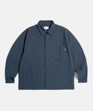 Grid Seersucker Outer Shirt Navy