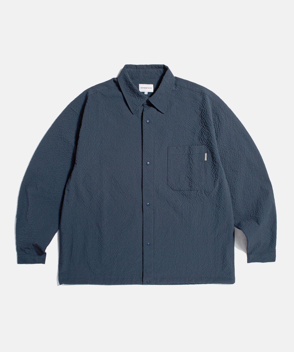 에스피오나지(ESPIONAGE) Grid Seersucker Outer Shirt Navy