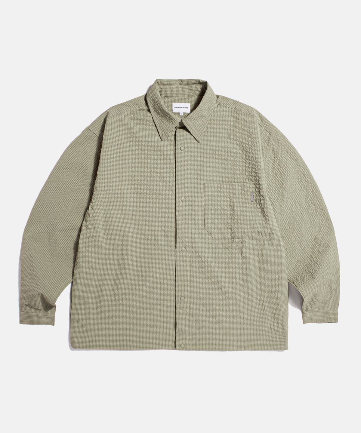 에스피오나지(ESPIONAGE) Grid Seersucker Outer Shirt Beige