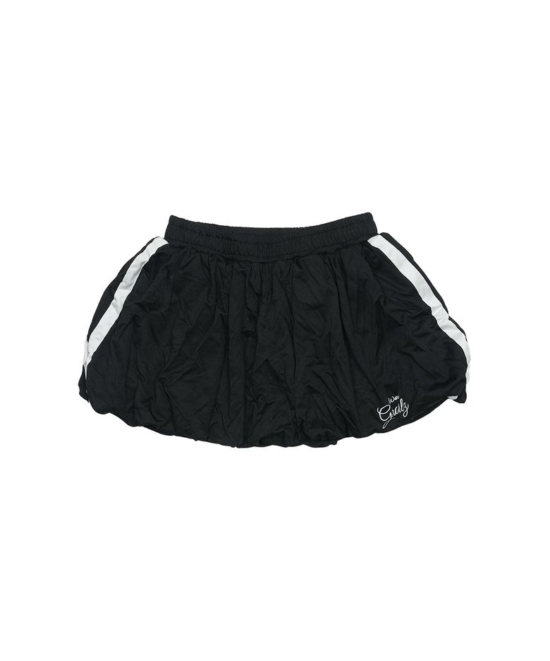CRINKLE TRACK SHORT BALLON SKIRT [BLACK]