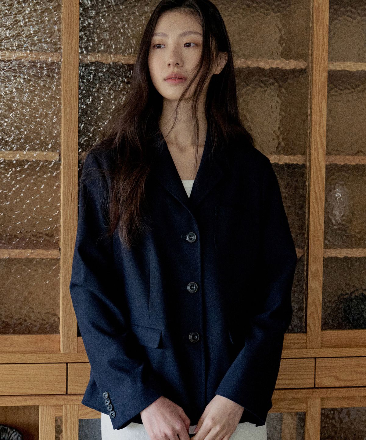 스텝어라운드(STEP AROUND) Calm Tailored Single Jacket_NAVY