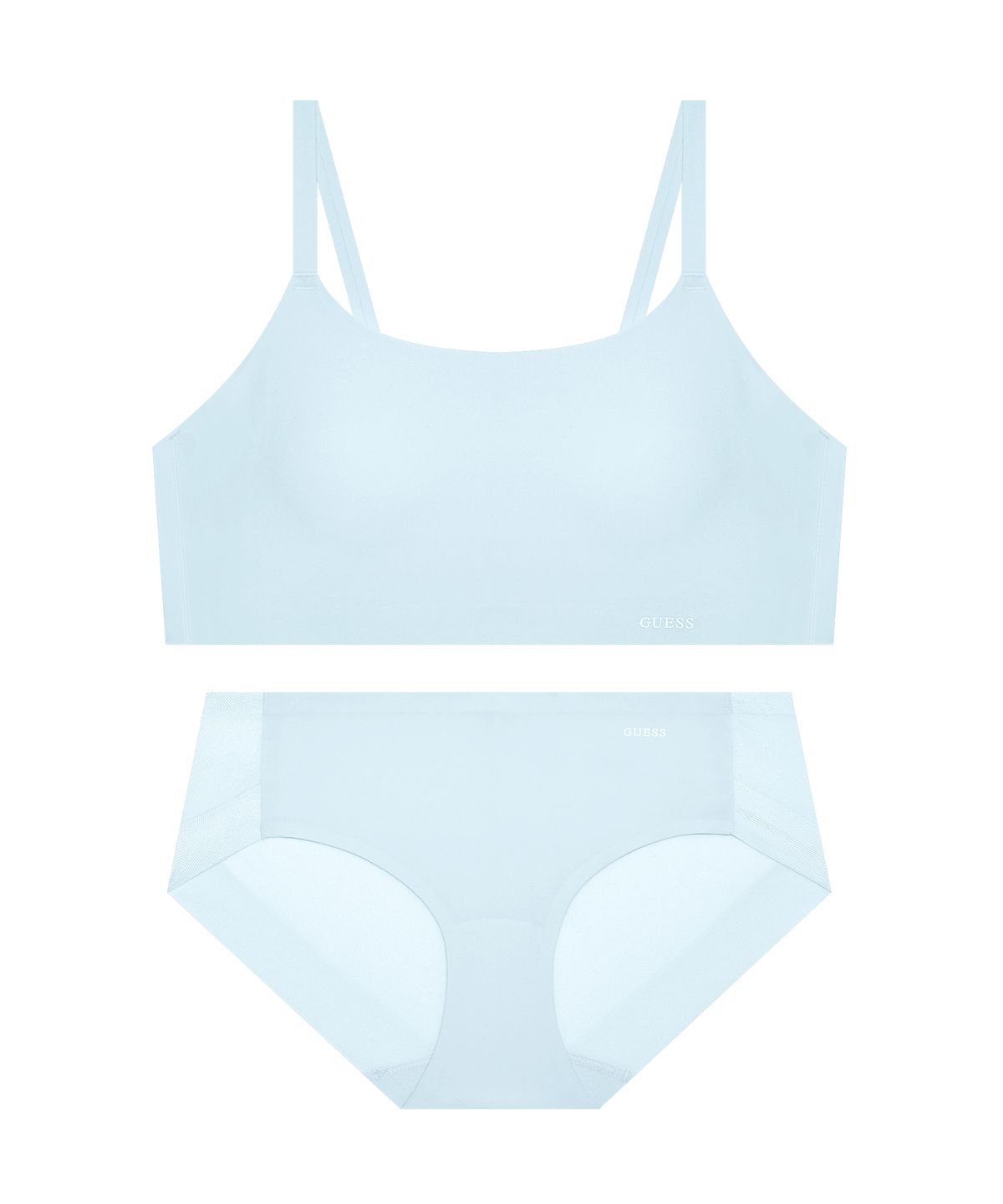 게스언더웨어(GUESS UNDERWEAR) 퓨징 스포츠 브라탑 팬티 세트 - 라이트블루