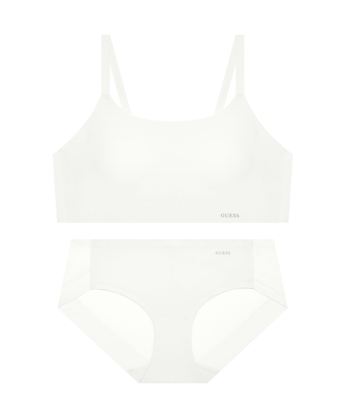 게스언더웨어(GUESS UNDERWEAR) 퓨징 스포츠 브라탑 팬티 세트 - 아이보리