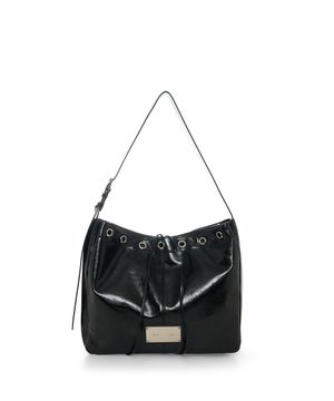 MATIN EYELET POINT LAYERED BIG SHOULDER BAG IN BLACK