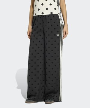 새틴 폴카 닷 와이드 레그 팬츠 - 블랙 / KV1169