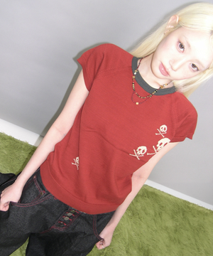 세미크롭 반팔니트 [토마토 레드]