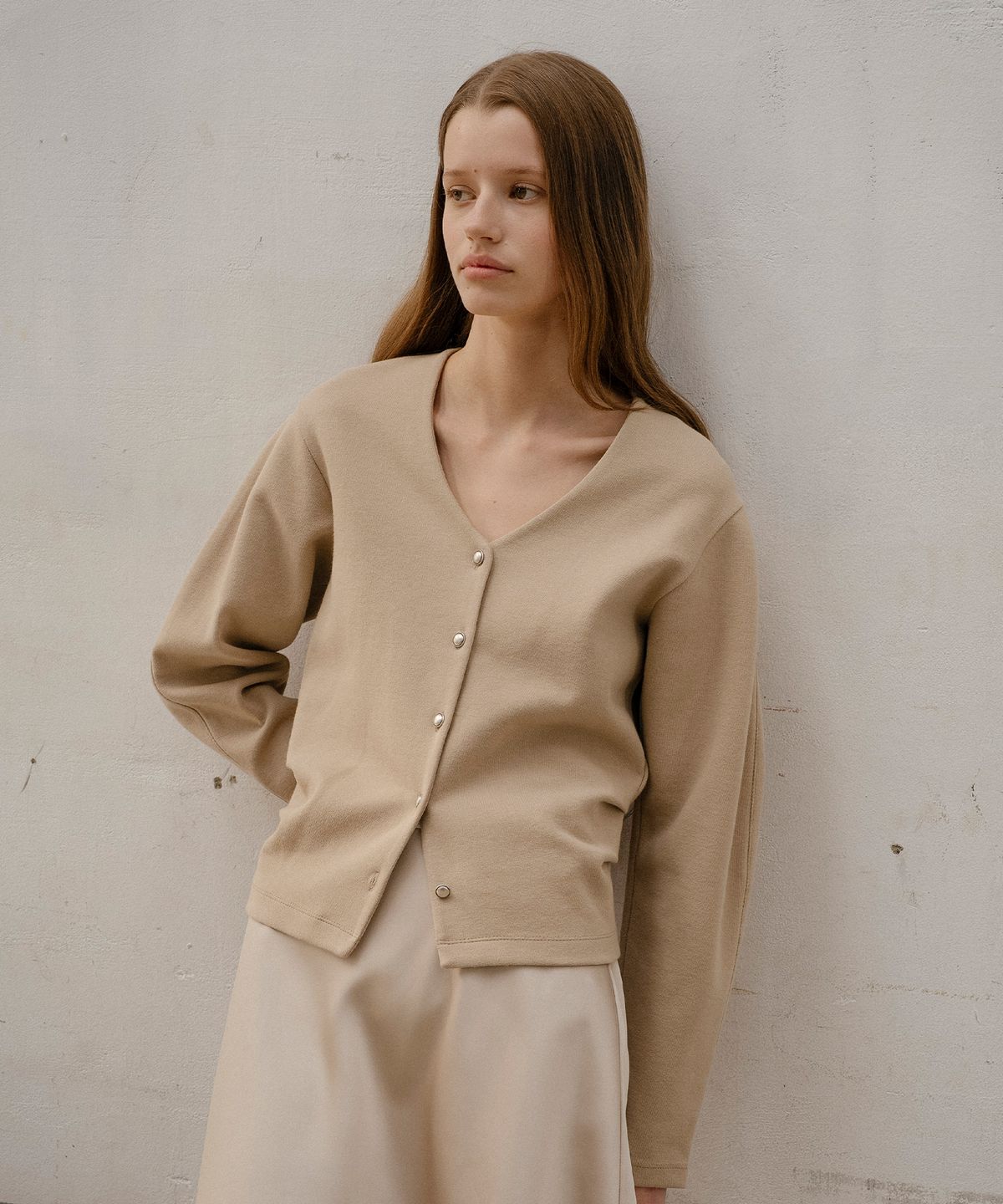 틸아이다이(TILL I DIE) V-neck shirring cardigan [TISP06CD01]_Beige