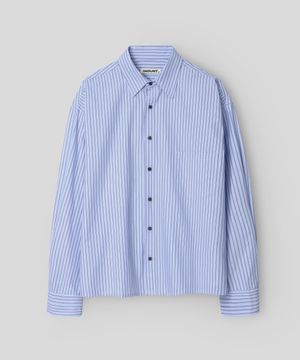 크롭 로렌 스트라이프 셔츠_블루