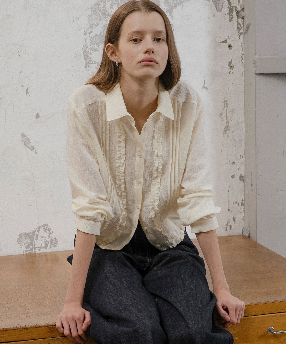 틸아이다이(TILL I DIE) Bloom lace crop blouse [TISP06BL04]_Butter