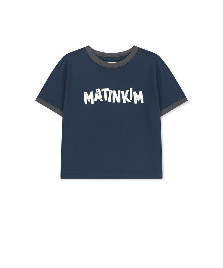 MATIN LOGO RINGER CROP TOP IN NAVY