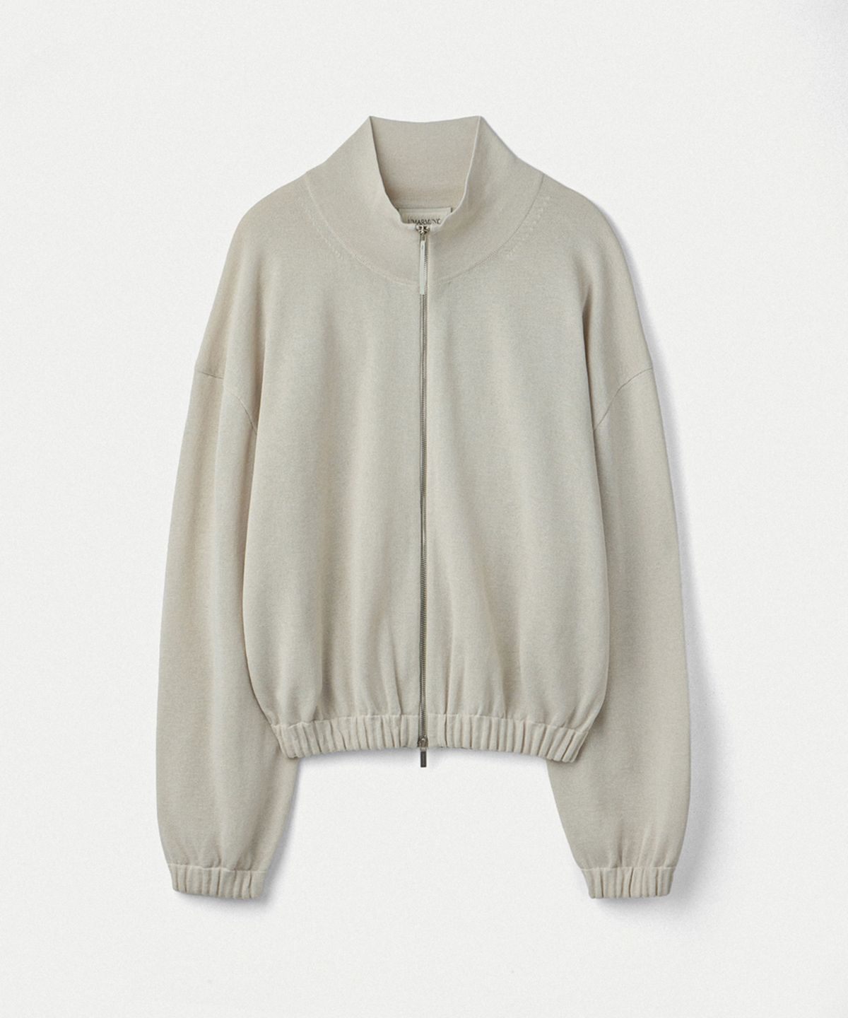 우마뭉(UMARMUNG) Fine cotton high neck zip-up jacket_Porcelain