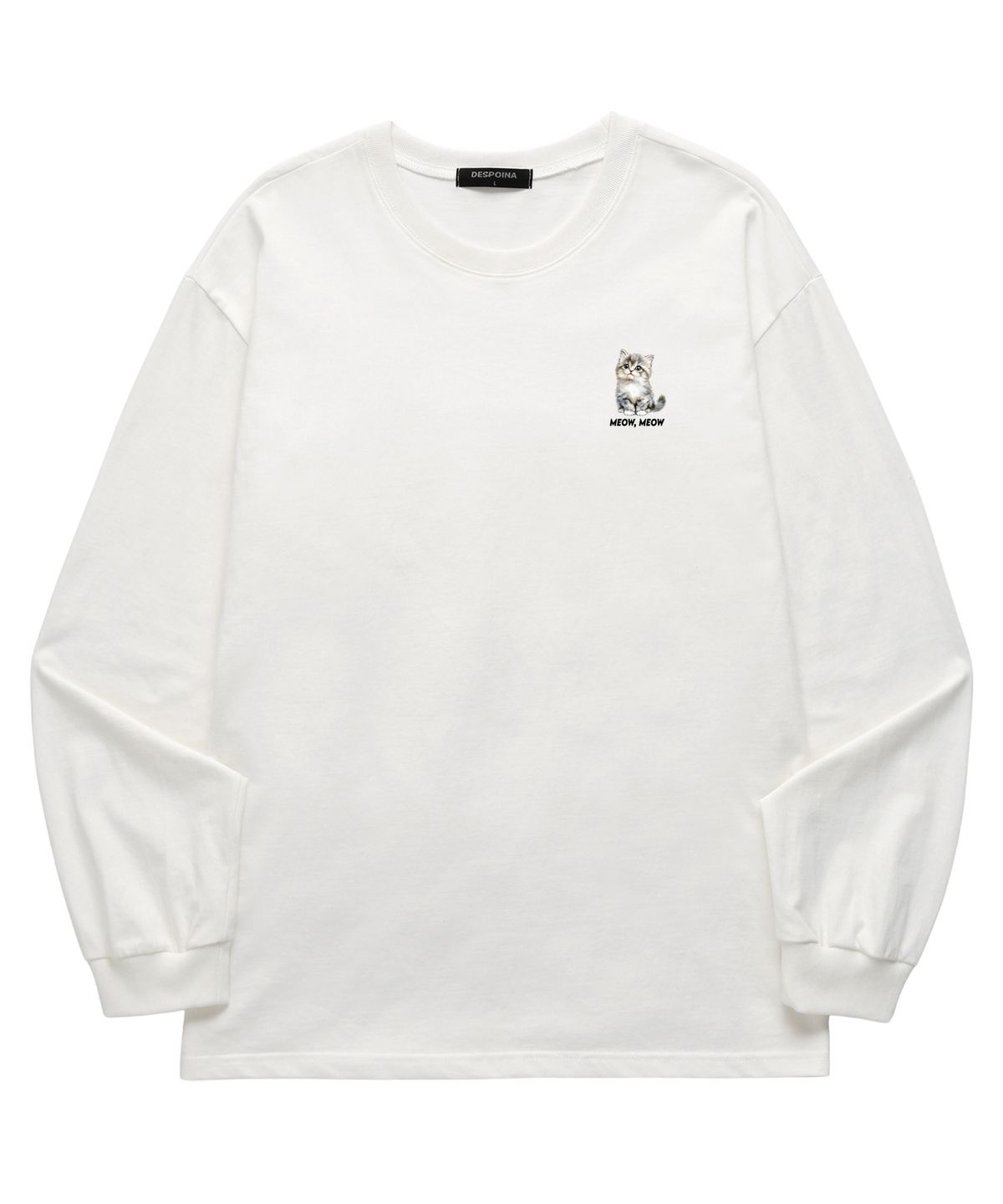 위씨(WISSY) MEOW MEOW 긴팔 티셔츠 (WLS040) 화이트