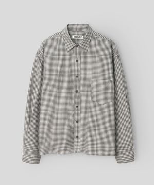 크롭 체크 셔츠_그레이