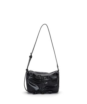 FRONT SHIRRING RIBBON MINI BAG IN BLACK