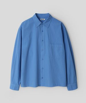 크롭 바이오워시드 페이퍼 셔츠_블루