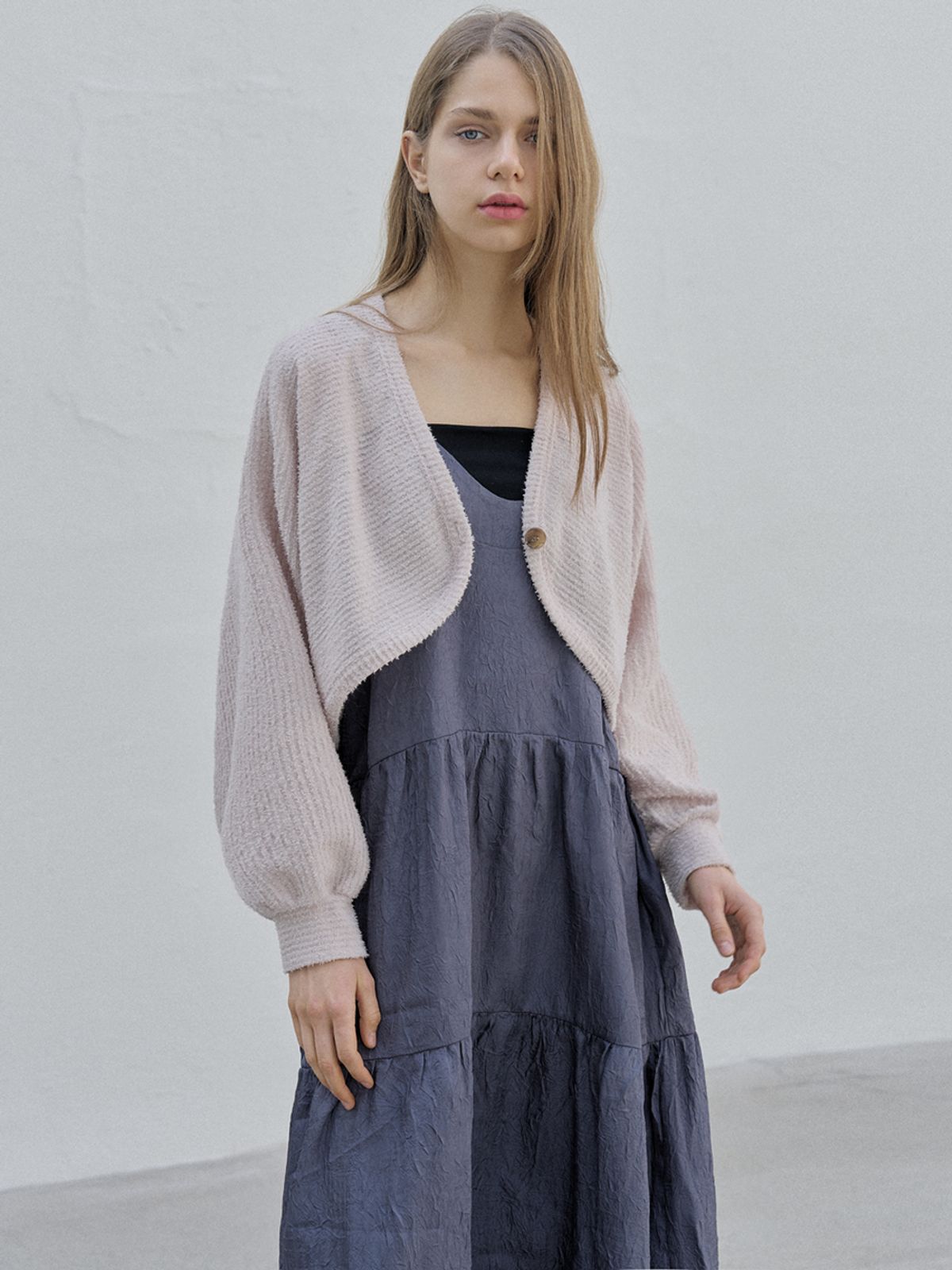 아방(AVANT-G) Boucle Knit Bolero - BEIGE