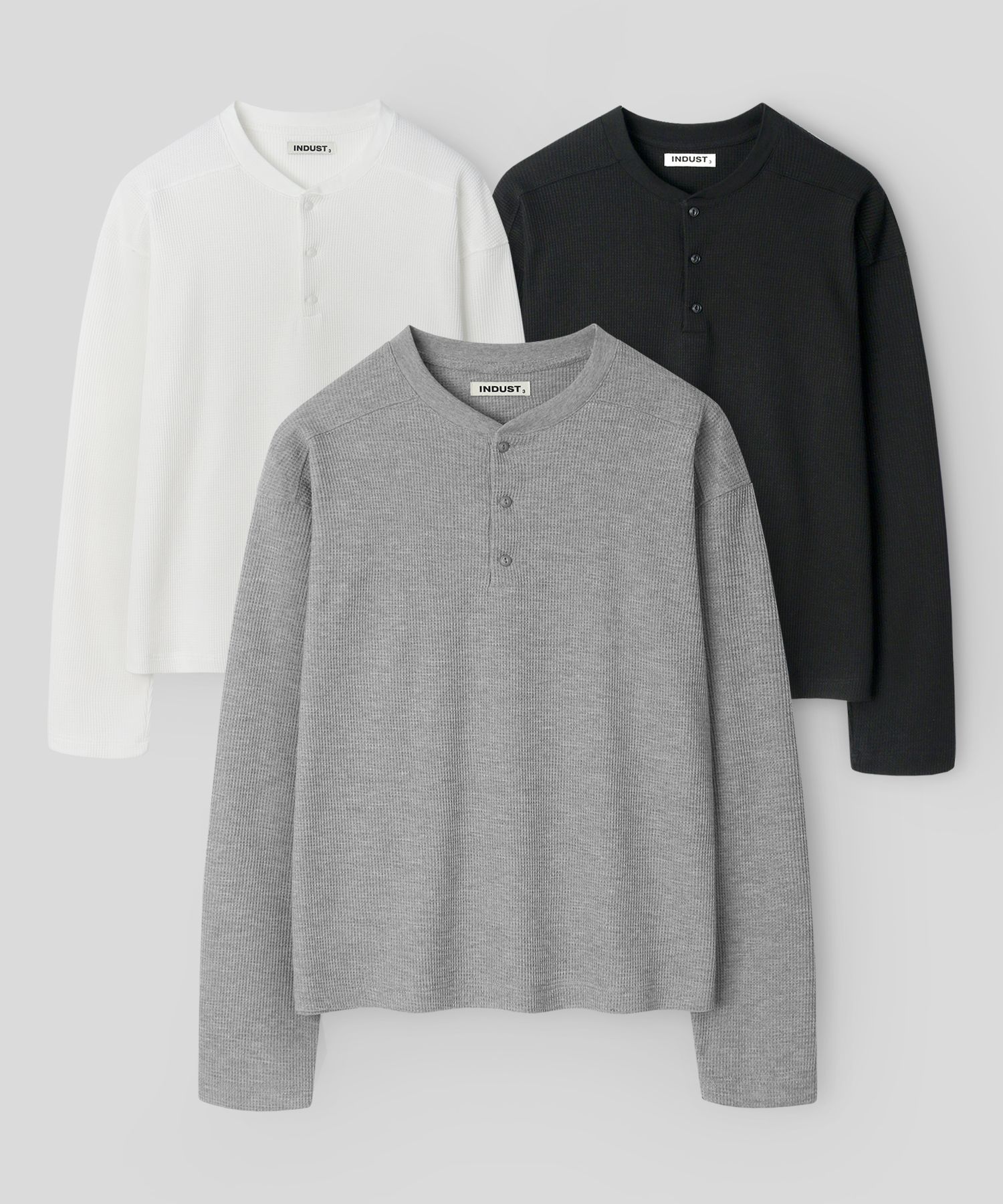 MUSINSA公式 | INDUST クロップサーマルワッフルヘンリーネックロング