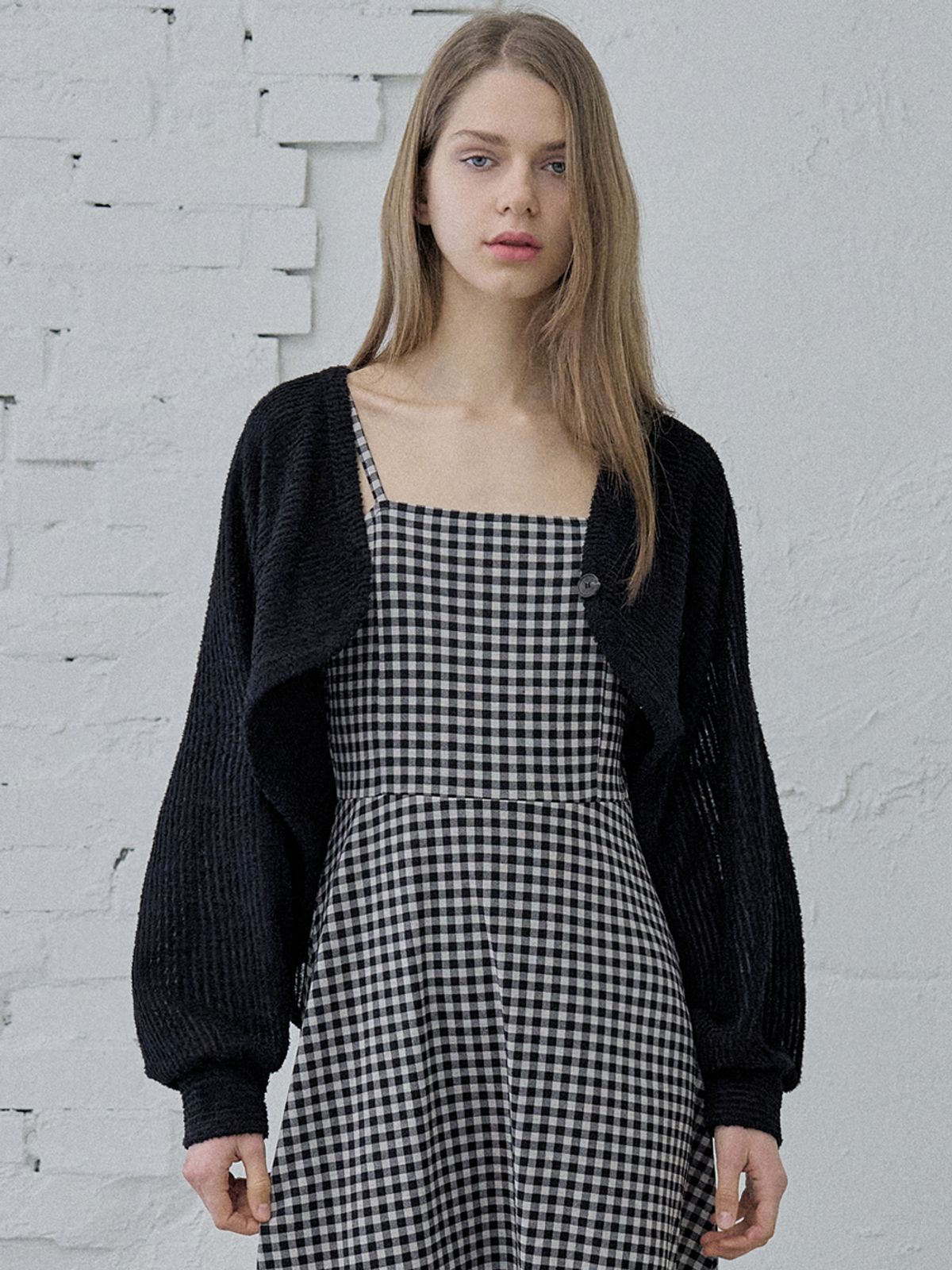 아방(AVANT-G) Boucle Knit Bolero - BLACK