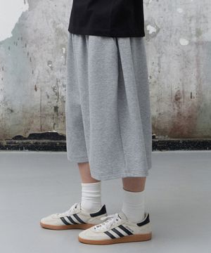 사이드 턱 스웨트 버뮤다 팬츠 [그레이]