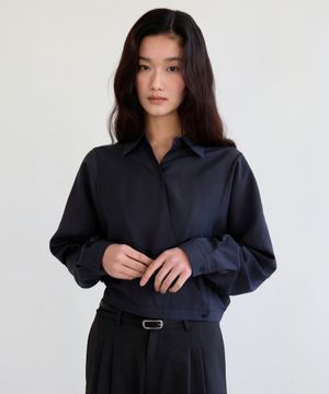 Cross-Wrap Blouse (Charcoal)