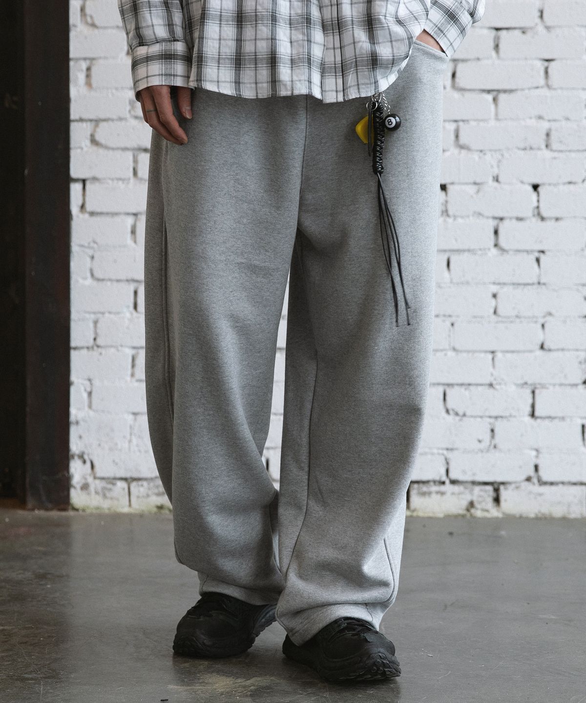 버닝카포네(BURNING CAPONE) BC 커브드 벨트 스웻팬츠 (GRAY)