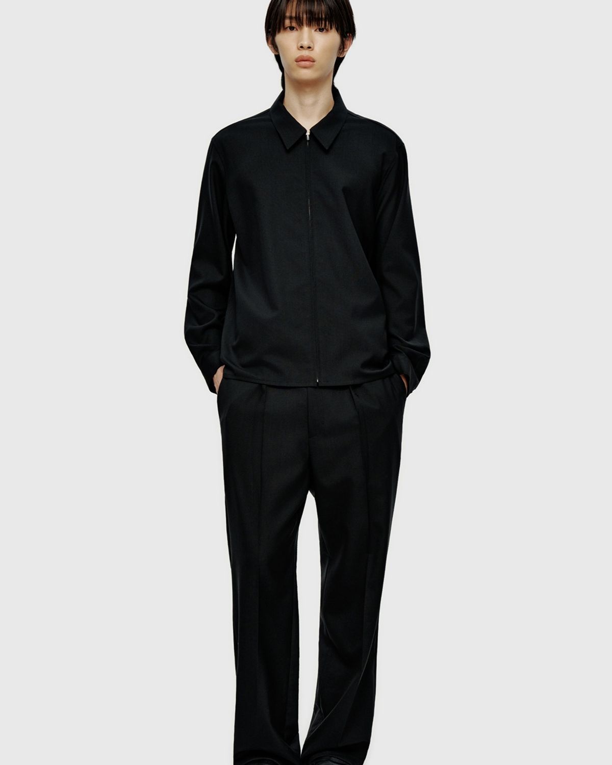 유스(YOUTH) Fine Wool Waist Line Pants - Black