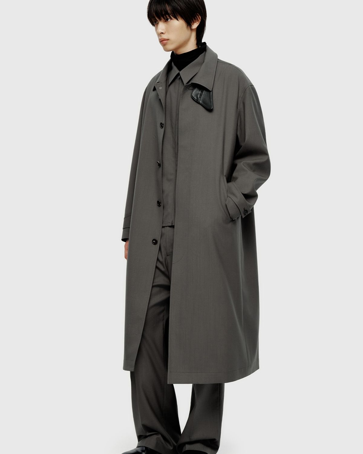 유스(YOUTH) Fine Wool Maxi Coat - Khaki Grey