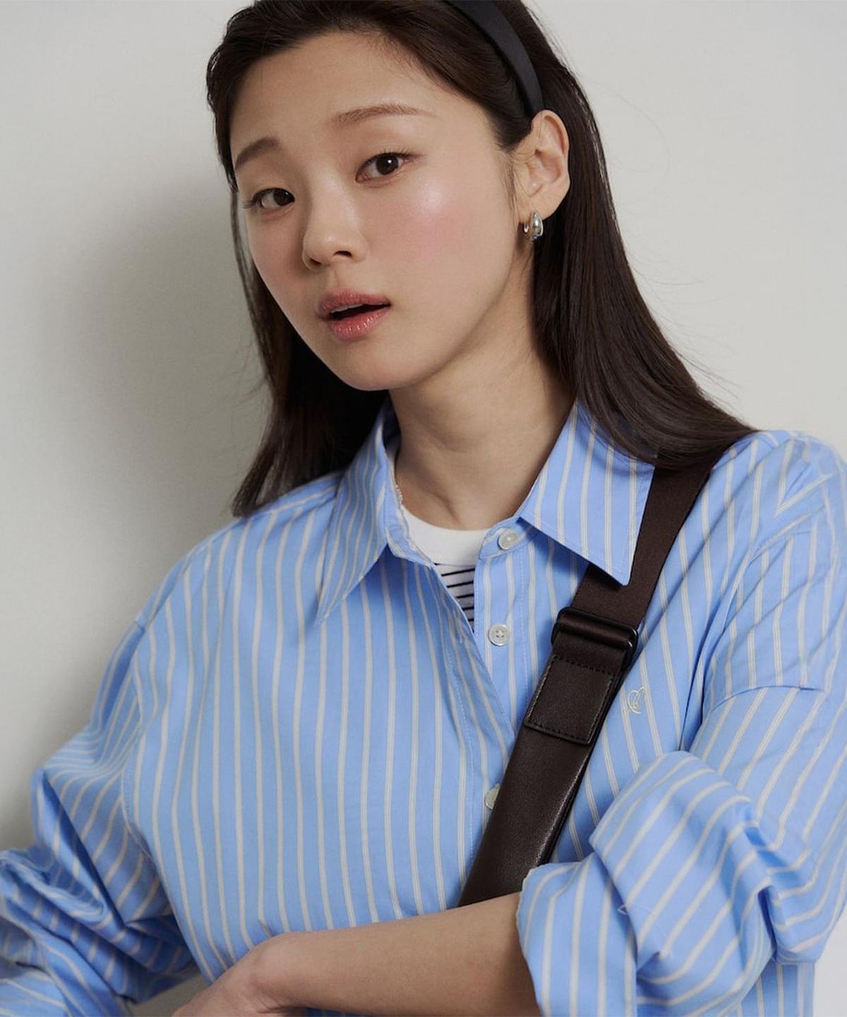 빈폴 레이디스(BEANPOLE LADIES) [B. my] 스트라이프 오버핏 셔츠 - 블루 (BF6264N22P)