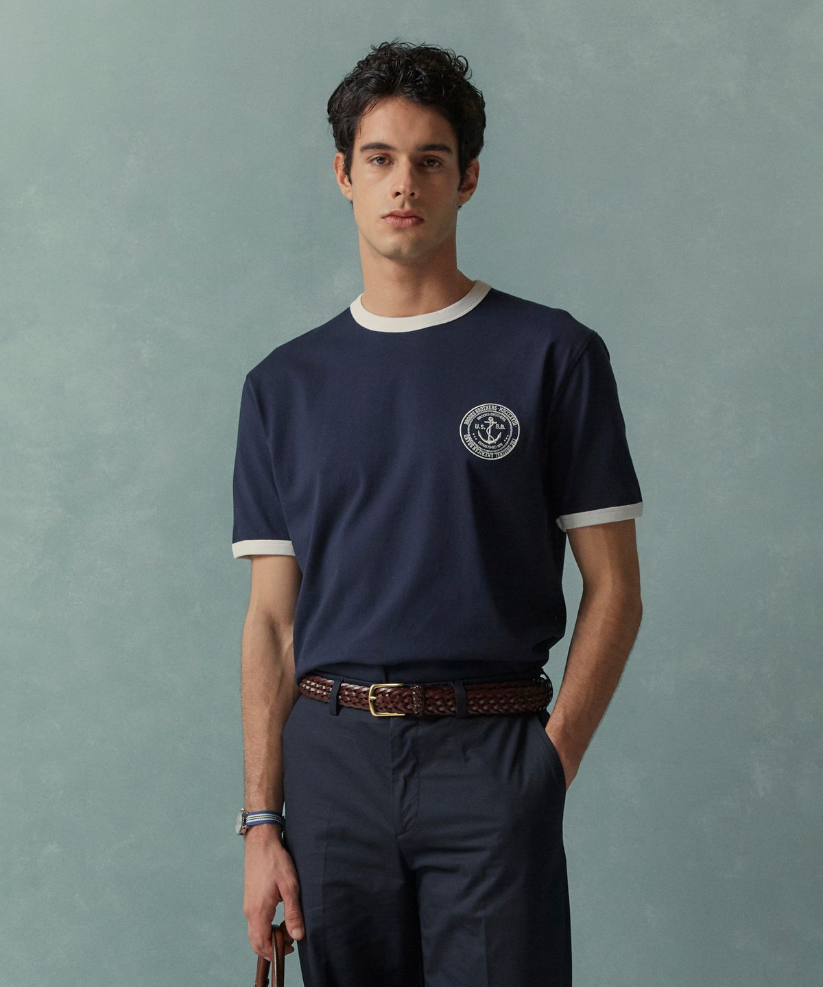 브룩스 브라더스(BROOKS BROTHERS) 링거티셔츠 (네이비) (BBNPMOG204)