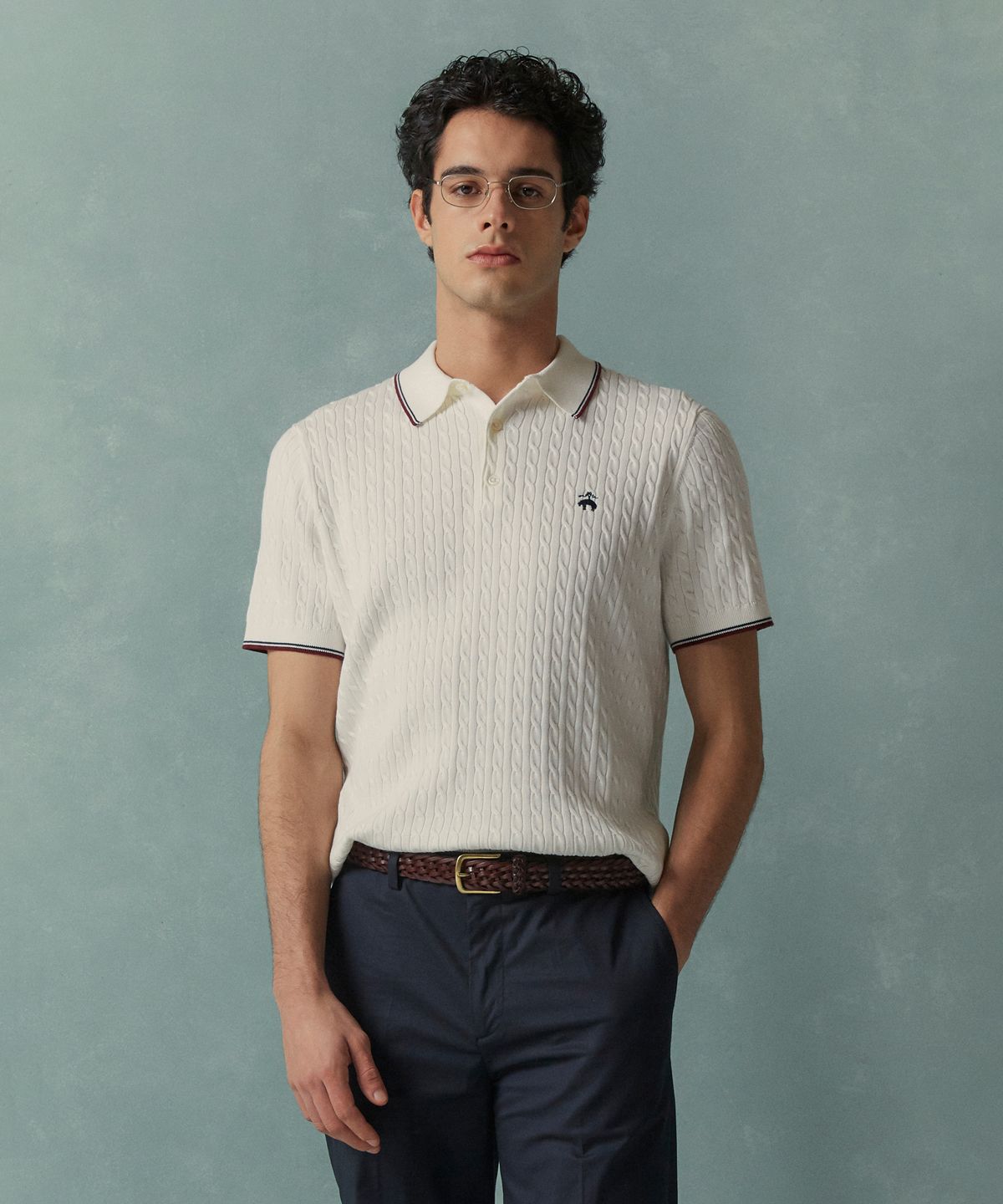브룩스 브라더스(BROOKS BROTHERS) 아카이브 테니스 폴로스웨터 (화이트) (BBWTMMG202)