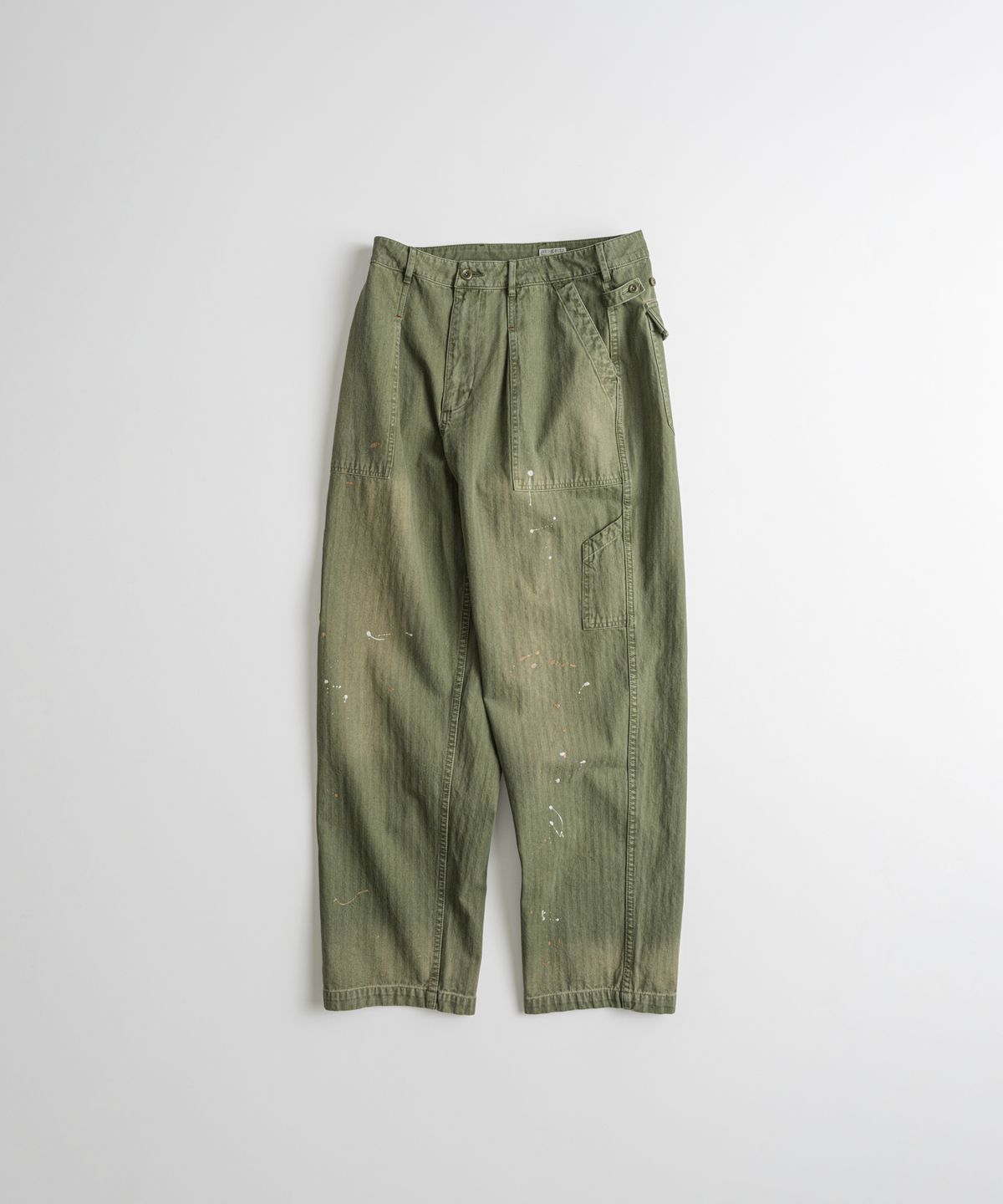 비헤비어(BEHEAVYER) USED HEMMED MIL PANTS olive drab