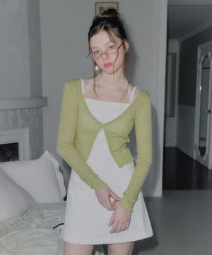 비겐 웨이브 크롭 긴팔 가디건