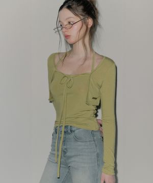 콘티 홀터넥 크롭 나시 가디건 SET