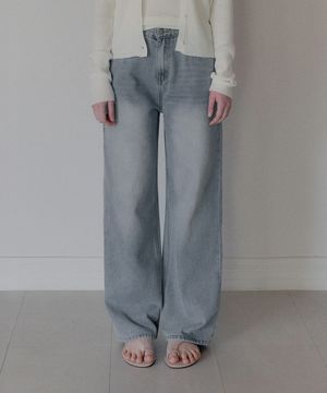 로스 세미 와이드 롱 데님 팬츠